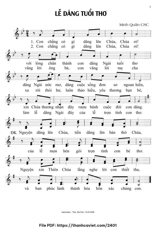 Lễ dâng tuổi thơ - Minh Quân CSC - trang 1