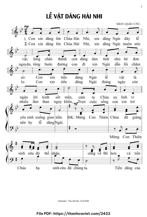 Lễ vật dâng Hài Nhi - Minh Quân CSC - trang 1