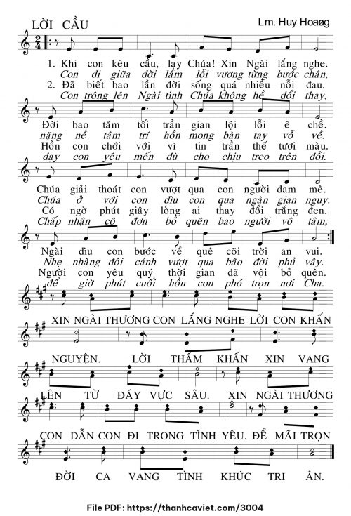 Lời cầu - Lm. Huy Hoàng - trang 1