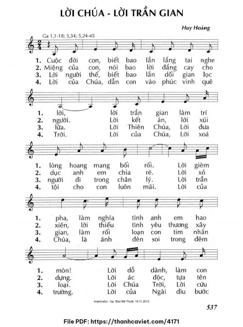 Lời Chúa – Lời trần gian - Lm. Huy Hoàng - trang 1
