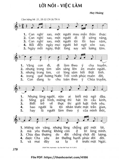 Lời nói – Việc làm - Lm. Huy Hoàng - trang 1