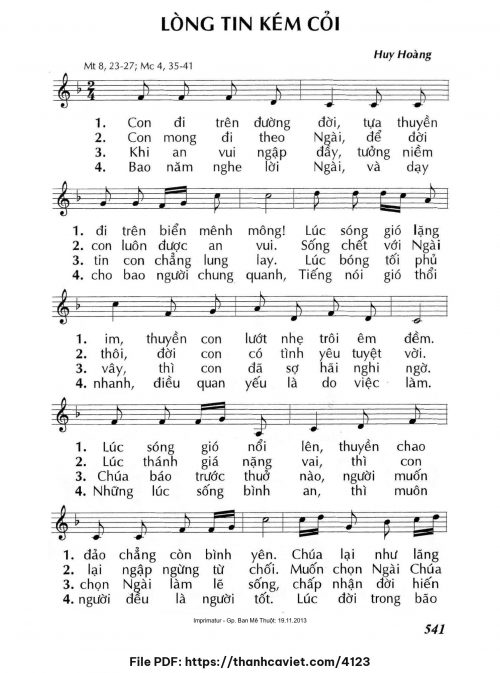 Lòng tin kém cõi - Lm. Huy Hoàng - trang 1