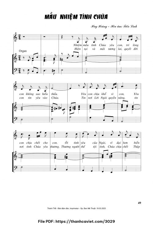 Mầu nhiệm tình Chúa - Lm. Huy Hoàng - Hòa âm: Tiến Linh - trang 1