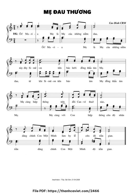 Mẹ đau thương - Cao Bính CRM - trang 1
