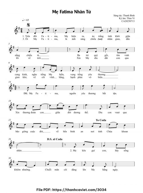 Mẹ Fatima nhân từ - Thanh Bình - trang 1
