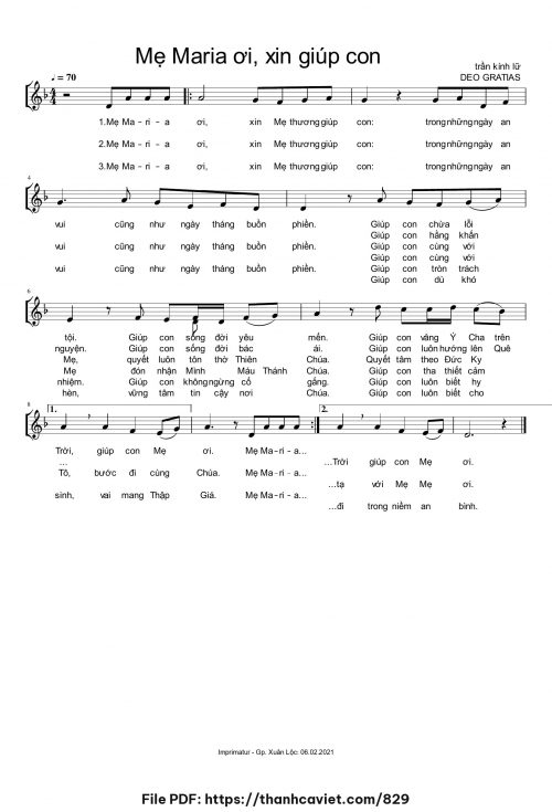Mẹ Maria ơi, xin giúp con - Trần Kính Lữ - trang 1