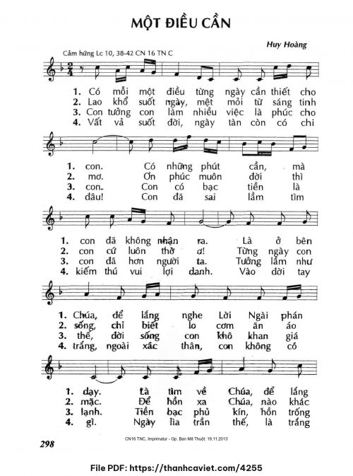 Một điều cần - Lm. Huy Hoàng - trang 1