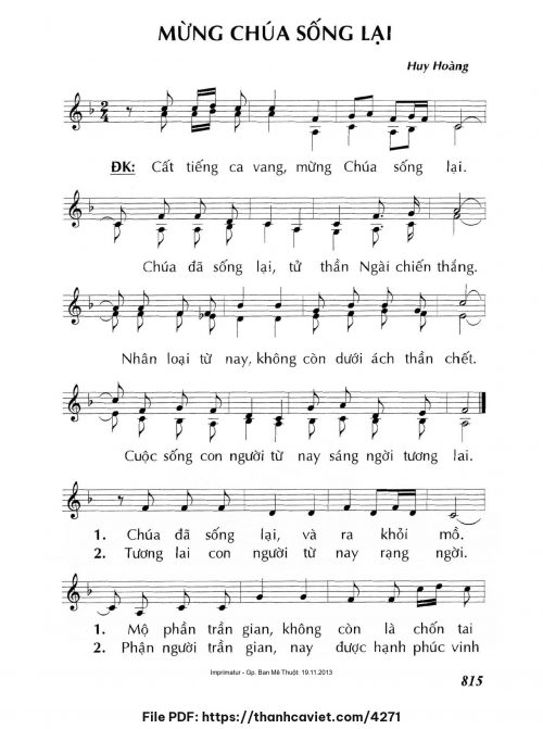 Mừng Chúa sống lại - Lm. Huy Hoàng - trang 1