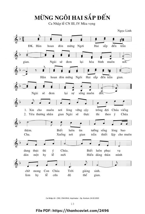 Mừng Ngôi Hai sắp đến - Ngọc Linh - trang 1