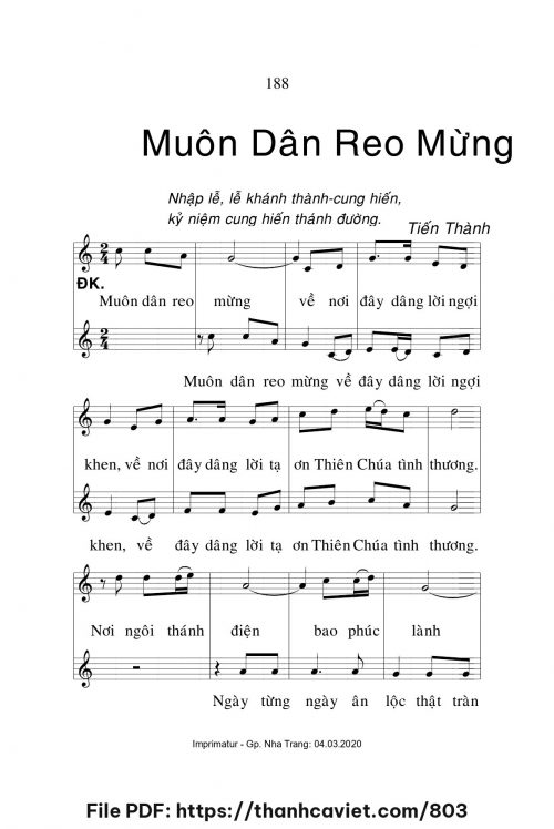 Muôn dâng reo mừng - Lm. Tiến Thành - trang 1