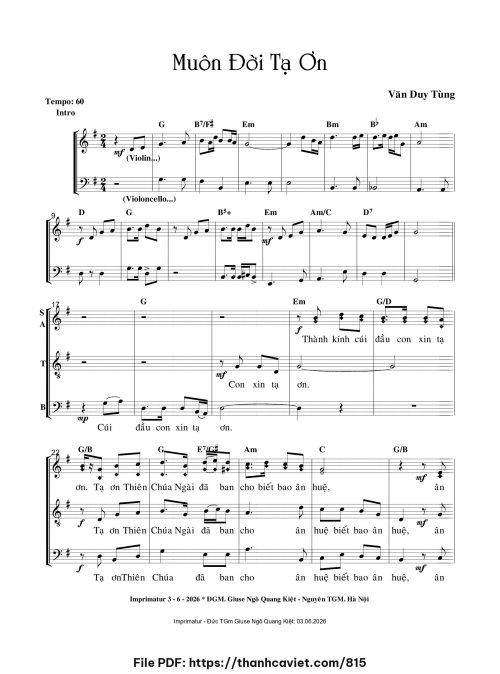Muôn đời tạ ơn - Văn Duy Tùng - trang 1
