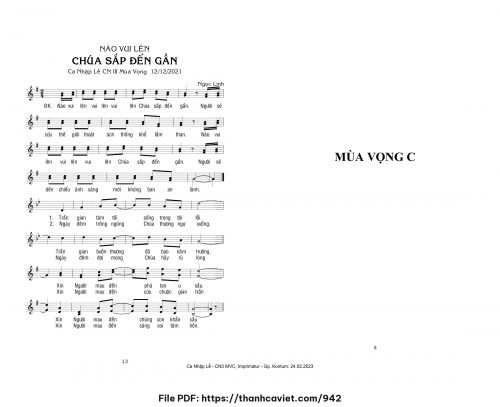 Nào vui lên Chúa sắp đến gần - Ngọc Linh - trang 1
