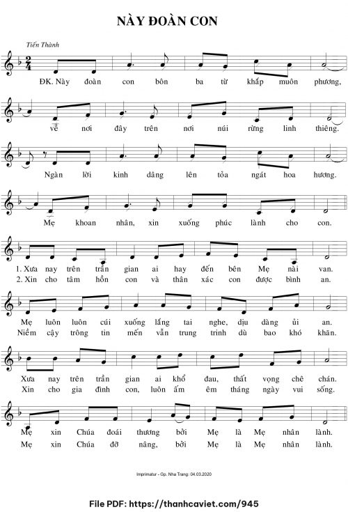 Này đoàn con - Lm. Tiến Thành - trang 1
