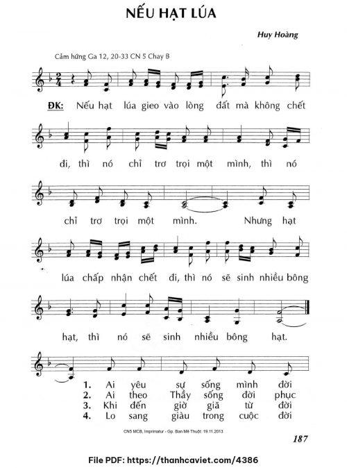 Nếu hạt lúa - Lm. Huy Hoàng - trang 1