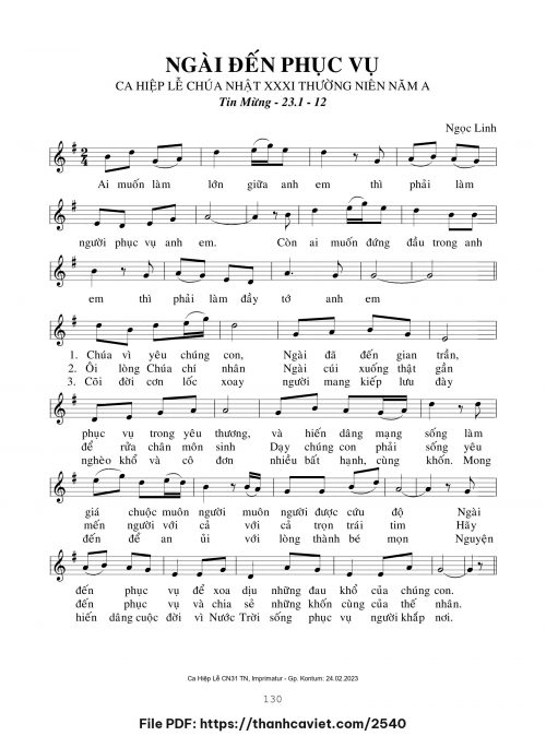 Ngài đến phục vụ - Ngọc Linh - trang 1