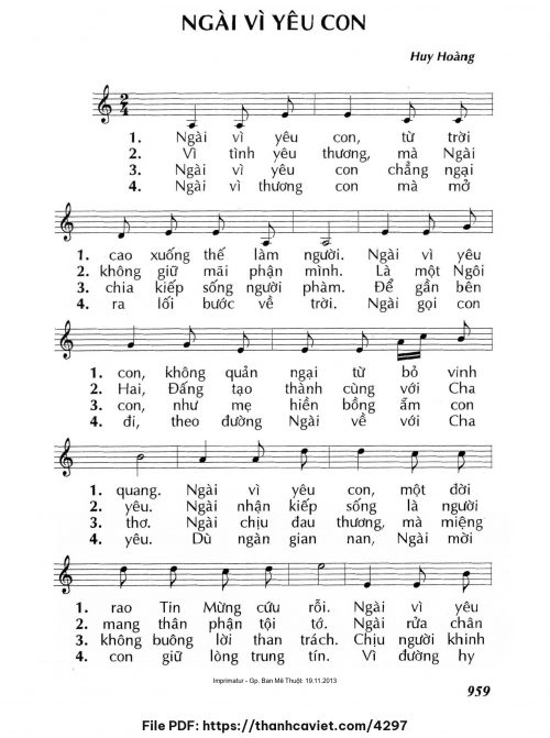 Ngài vì yêu con - Lm. Huy Hoàng - trang 1