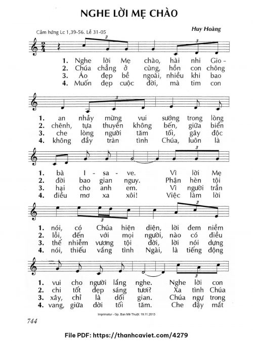Nghe lời Mẹ chào - Lm. Huy Hoàng - trang 1