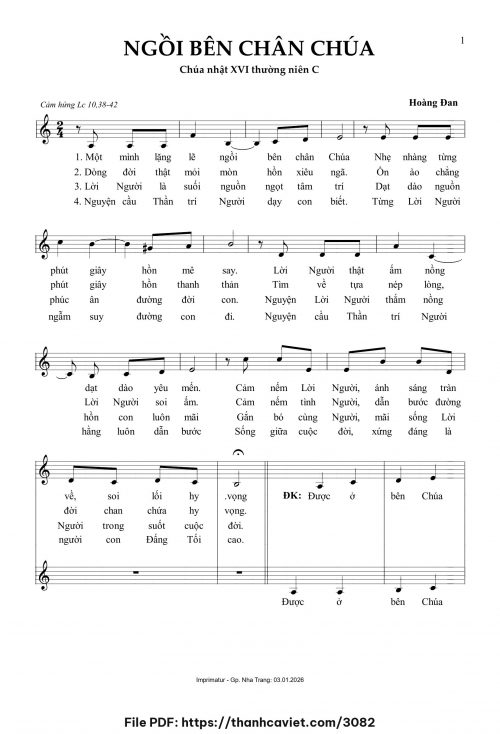 Ngồi bên chân Chúa [Chúa Nhật 16 TNC] - Hoàng Đan - trang 1