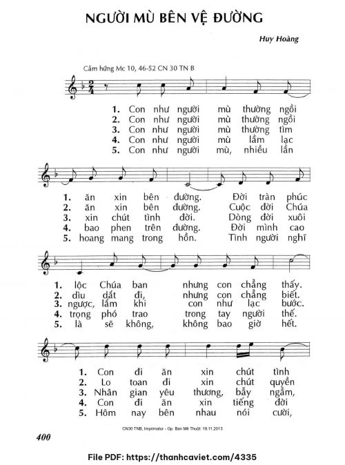 Người mù bên vệ đường - Lm. Huy Hoàng - trang 1