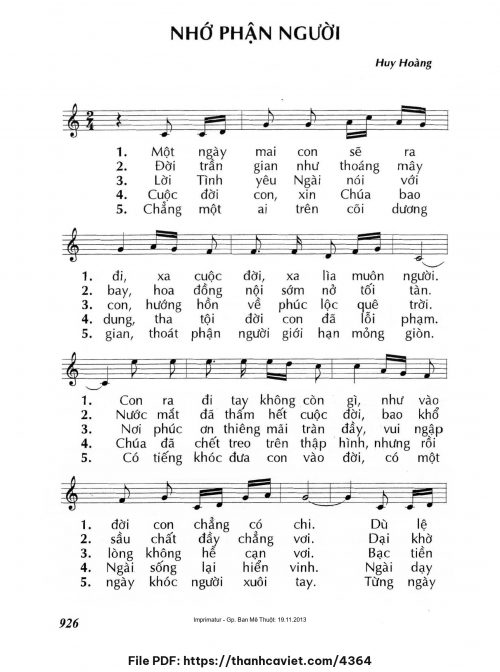 Nhớ phận người - Lm. Huy Hoàng - trang 1