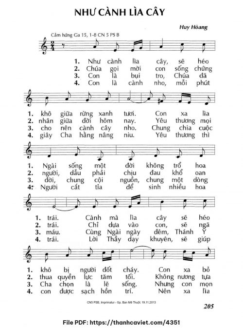 Như cành lìa cây - Lm. Huy Hoàng - trang 1