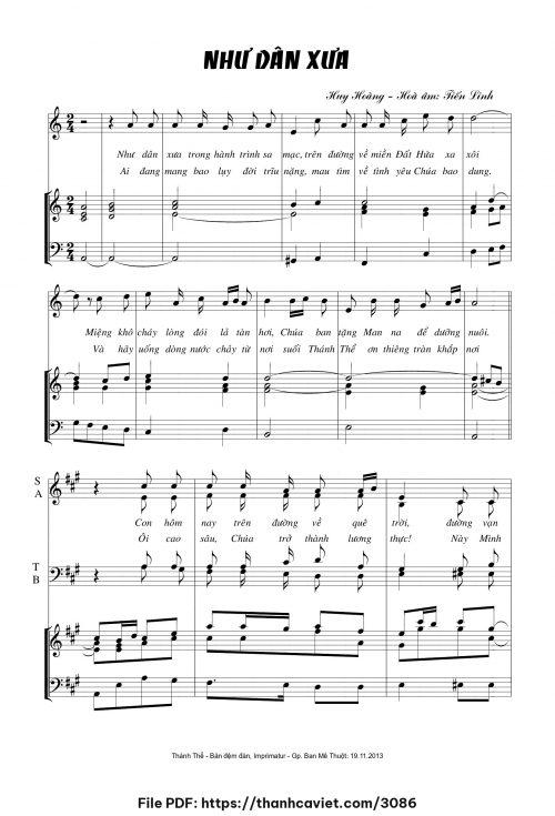 Như dân xưa - Lm. Huy Hoàng - Hòa âm: Tiến Linh - trang 1