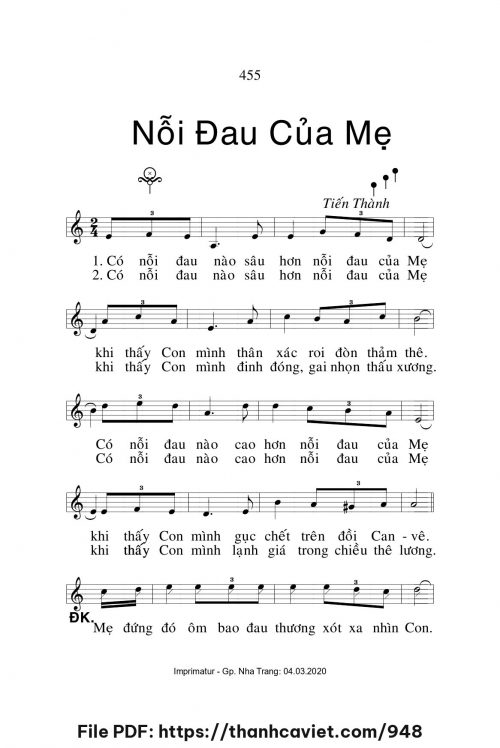Nỗi đau của Mẹ - Lm. Tiến Thành - trang 1
