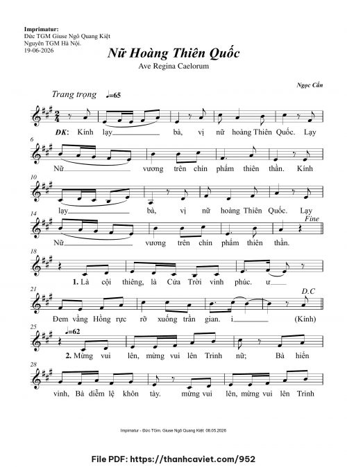 Nữ Hoàng Thiên Quốc [Ave Regina Caelorum] - Ngọc Cẩn - trang 1