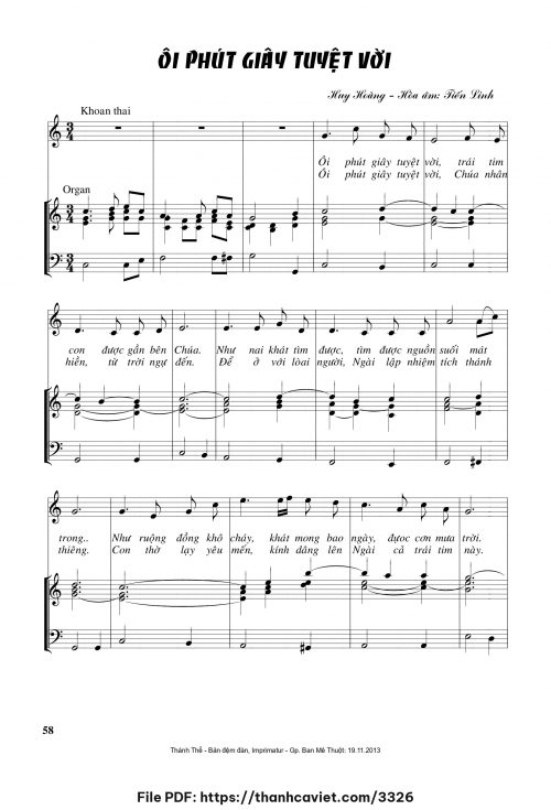 Ôi phút giây tuyệt vời - Lm. Huy Hoàng - Hòa âm: Tiến Linh - trang 1