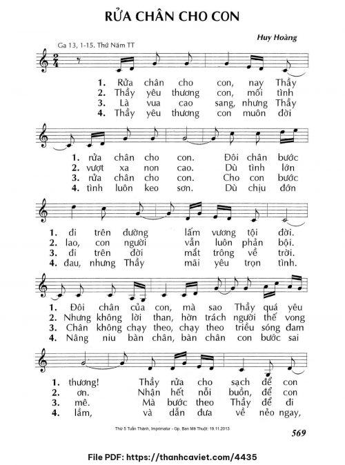 Rửa chân cho con - Lm. Huy Hoàng - trang 1