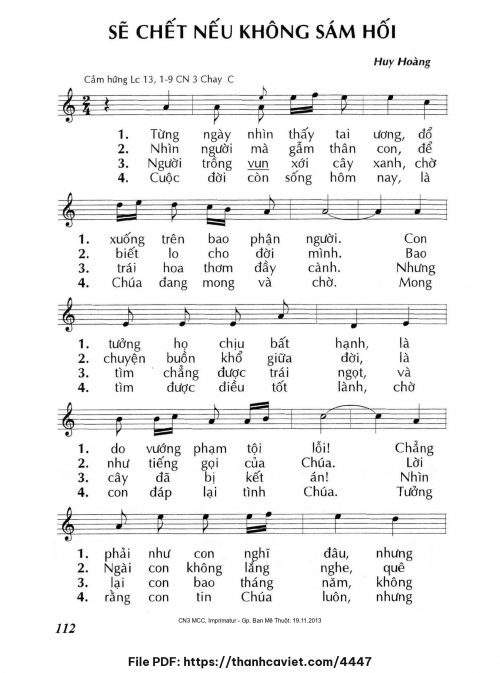 Sẽ chết nếu không sám hối - Lm. Huy Hoàng - trang 1