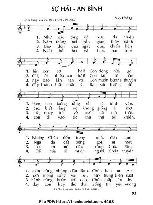 Sợ hãi – An bình - Lm. Huy Hoàng - trang 1