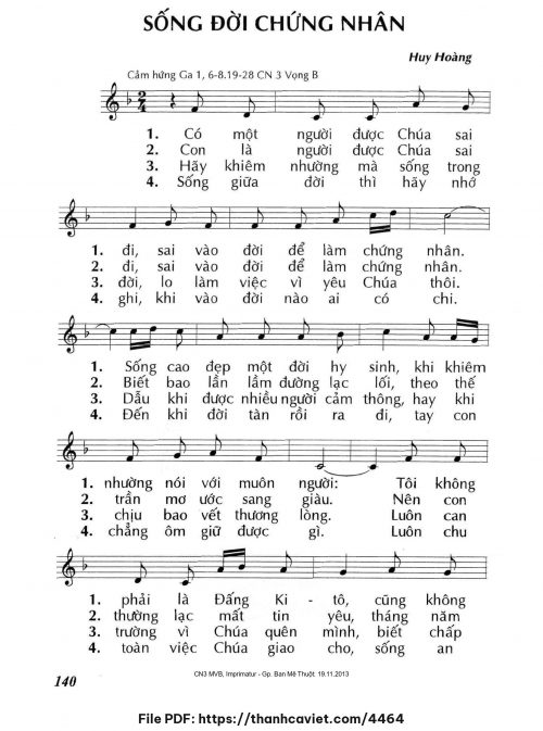 Sống đời chứng nhân - Lm. Huy Hoàng - trang 1