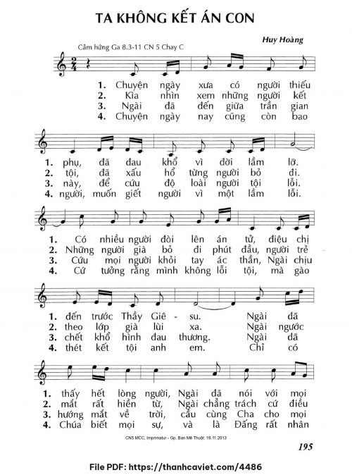 Ta không kết án con - Lm. Huy Hoàng - trang 1