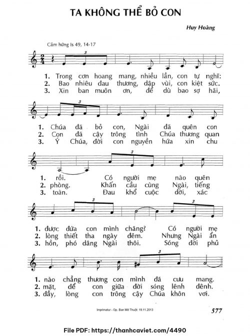 Ta không thể bỏ con - Lm. Huy Hoàng - trang 1