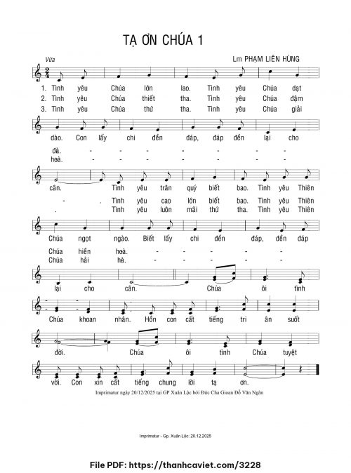 Tạ ơn Chúa - Lm. Phạm Liên Hùng - trang 1