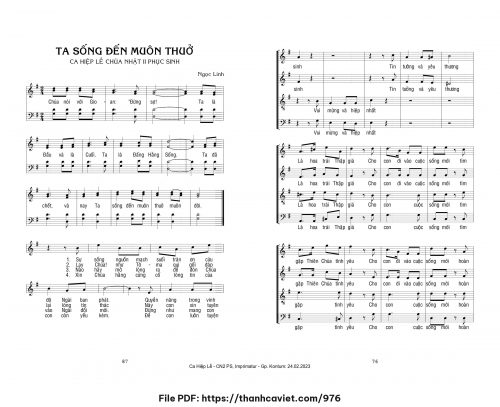 Ta sống đến muôn thuở [Hợp Xướng] - Ngọc Linh - trang 1
