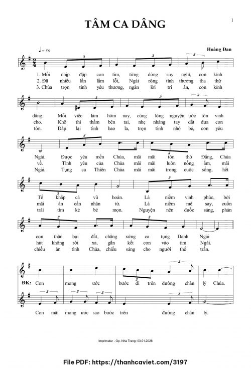 Tâm ca dâng - Hoàng Đan - trang 1