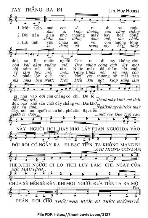 Tay trắng ra đi - Lm. Huy Hoàng - trang 1