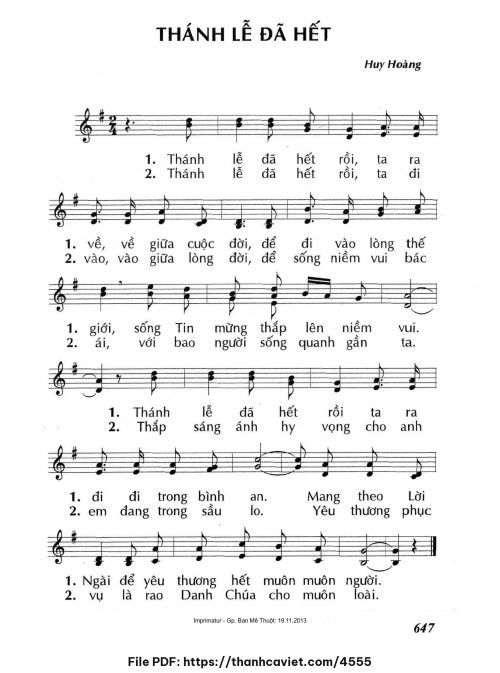 Thánh lễ đã hết - Lm. Huy Hoàng - trang 1