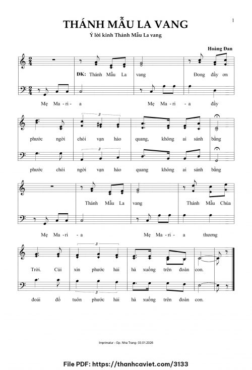 Thánh Mẫu La Vang - Hoàng Đan - trang 1