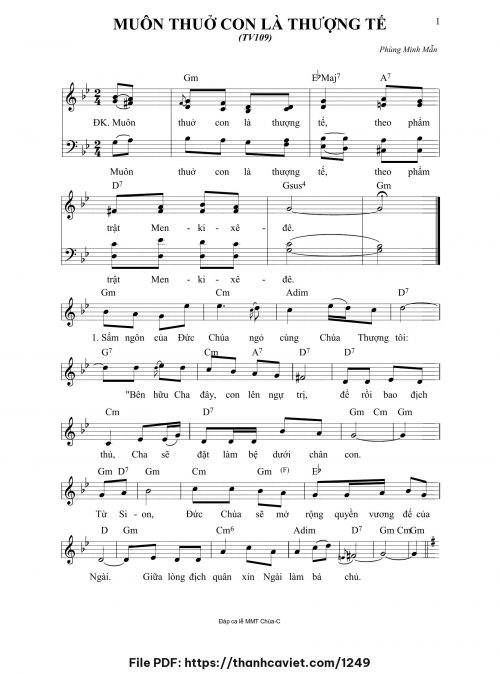 Thánh vịnh 109-Muôn thuở con là thượng tế - Phùng Minh Mẫn - trang 1