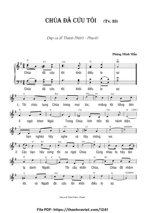 Thánh vịnh 33 Chúa đã cứu tôi - Phùng Minh Mẫn - trang 1