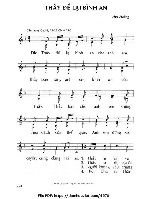 Thầy để lại bình an - Lm. Huy Hoàng - trang 1