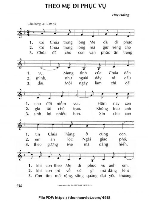 Theo Mẹ đi phục vụ - Lm. Huy Hoàng - trang 1