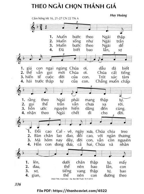 Theo Ngài chọn thánh giá - Lm. Huy Hoàng - trang 1