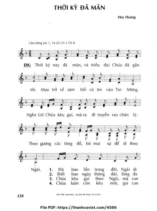 Thời kỳ đã mãn - Lm. Huy Hoàng - trang 1