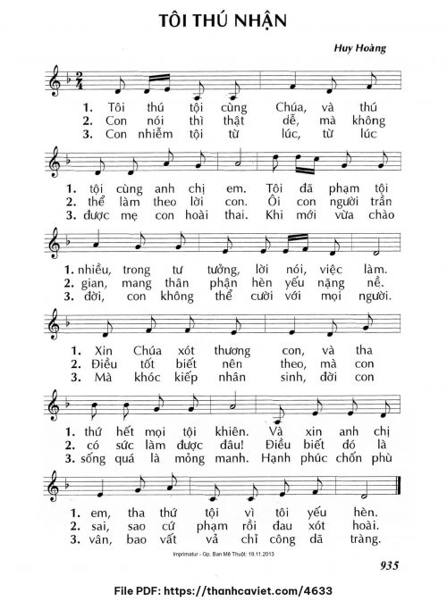 Tôi thú nhận - Lm. Huy Hoàng - trang 1