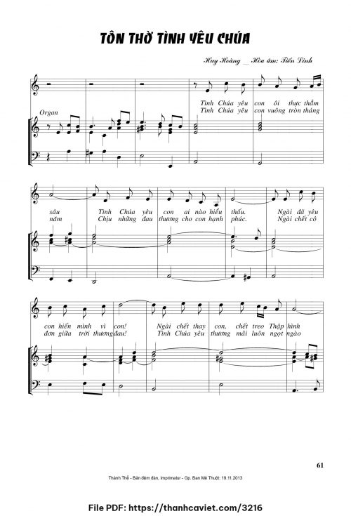 Tôn thờ tình yêu Chúa - Lm. Huy Hoàng - Hòa âm: Tiến Linh - trang 1