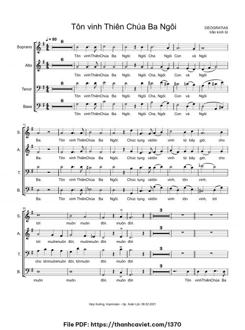 Tôn vinh Thiên Chúa Ba Ngôi - Trần Kính Lữ - trang 1